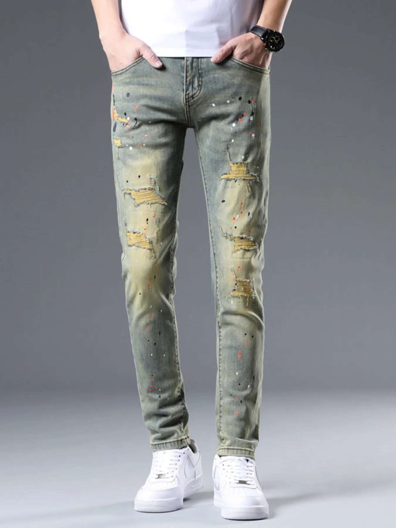 Men's Distressed Slim Fit Jeans