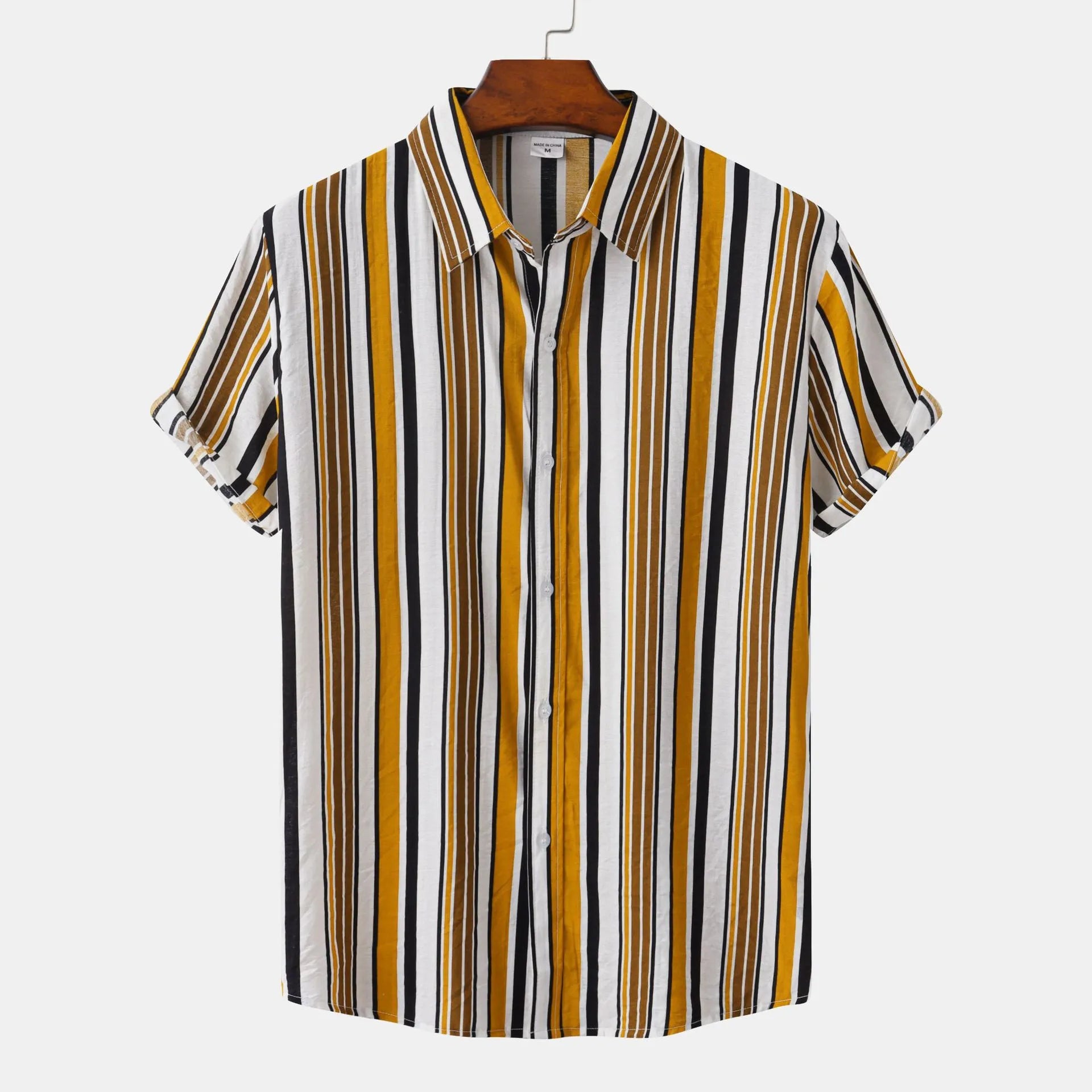 Men's Plus Size Striped Short Sleeve Shirt