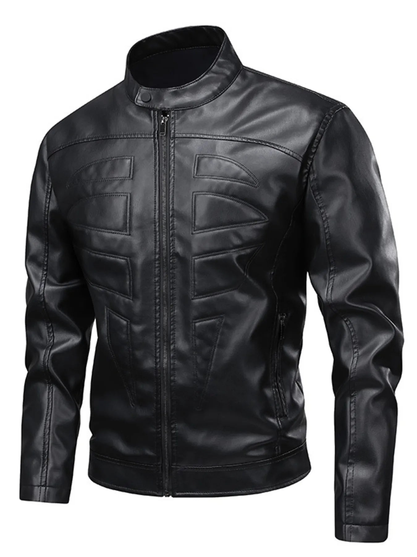 Men's Full Size Leather Zip Up Jacket Plus Size