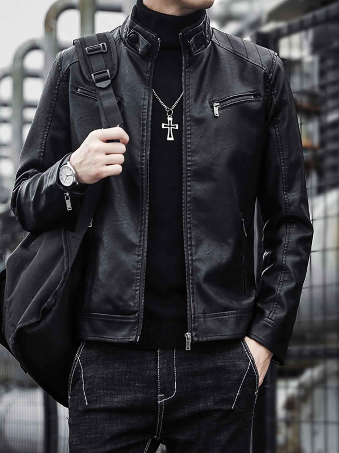 Men's Zip Up Long Sleeve Jacket Plus Size Available