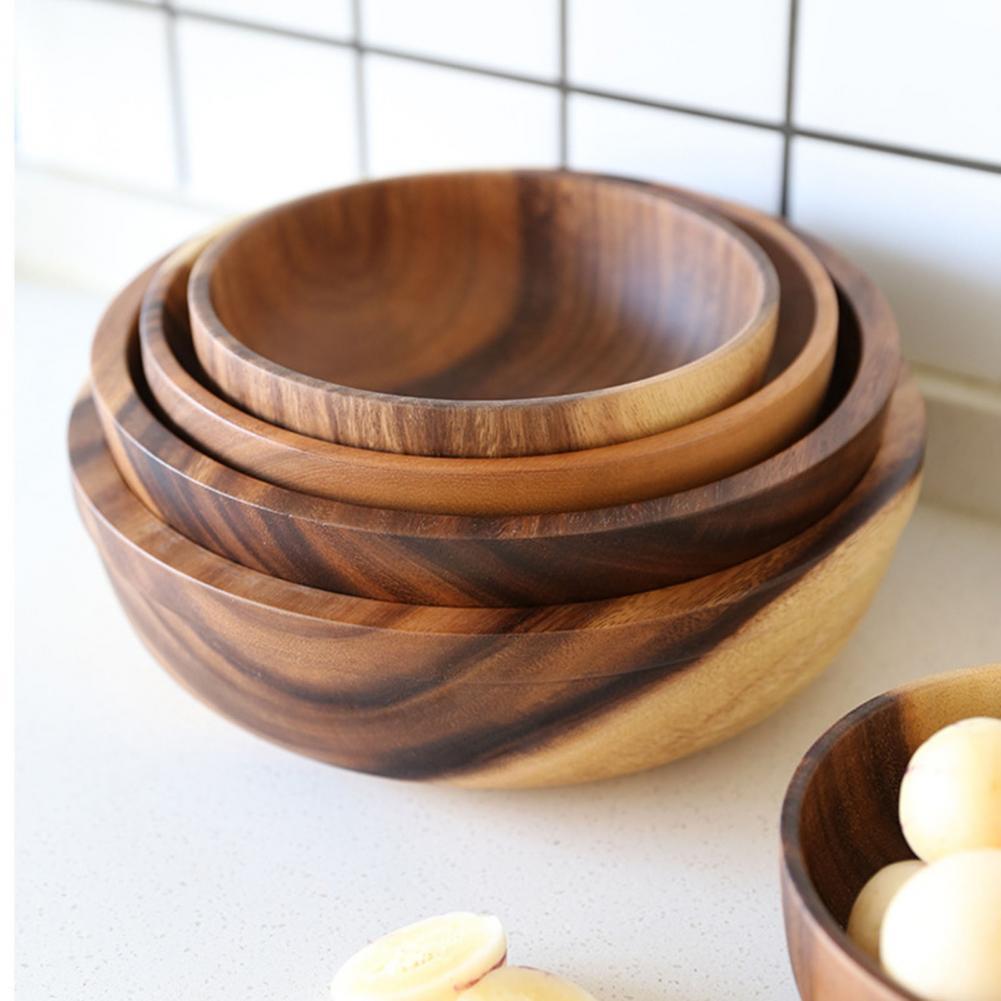 Natural Wooden Bowl  Fruit Bowl Salad Bowl For Home Restaurant