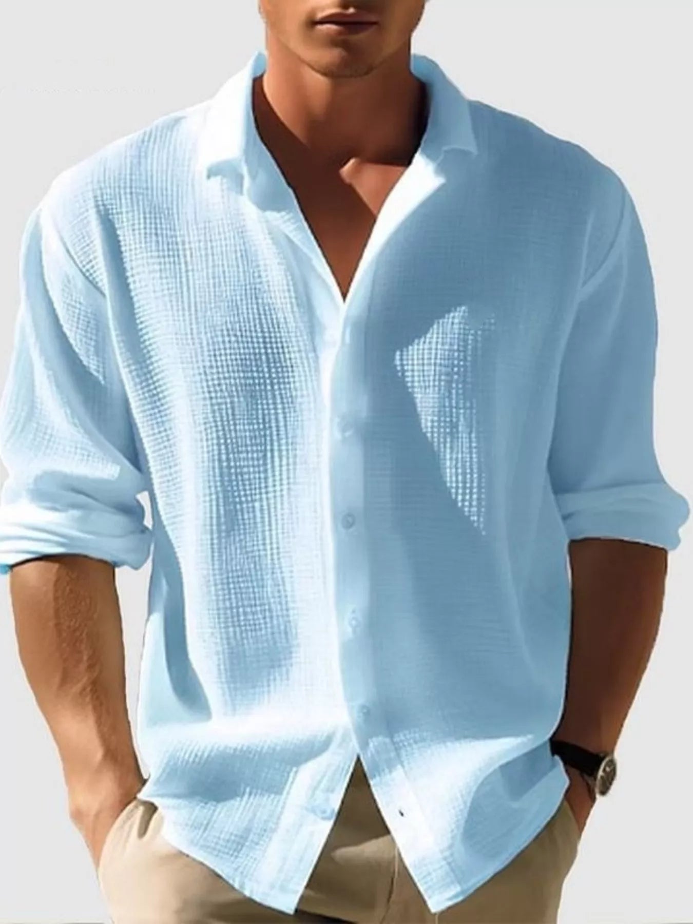 Men's Full Size Button Up Long Sleeve Shirt Plus Size