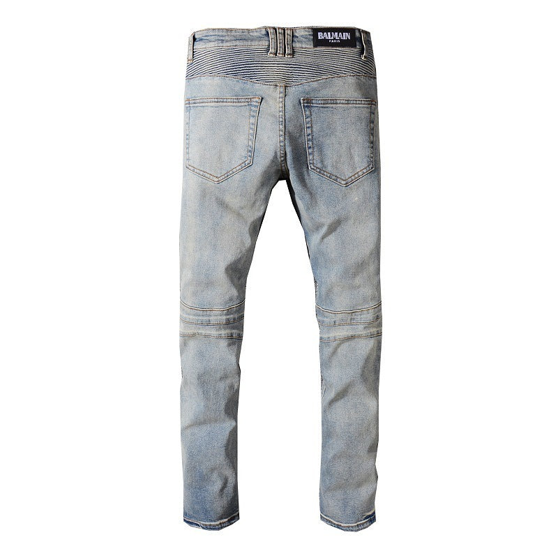 Men's Biker Jeans - Moto Style Denim Pants