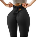 Cute Bow Pleated Leggings - Flirty Women's Bottoms