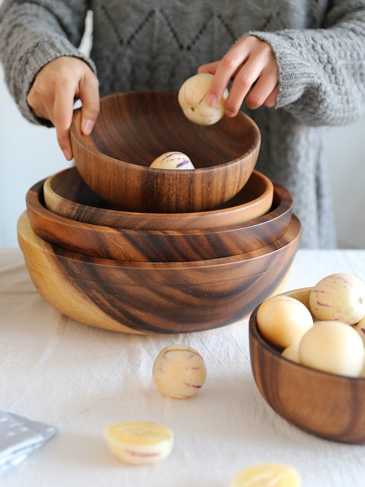 Natural Wooden Bowl  Fruit Bowl Salad Bowl For Home Restaurant