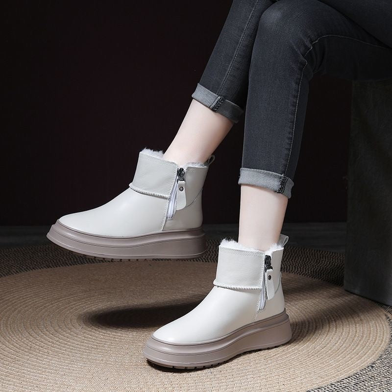 Thick Sole Snow Boots for Women Short Cuff Winter Warm Furry Boots Trendy Fashion Women's Shoes