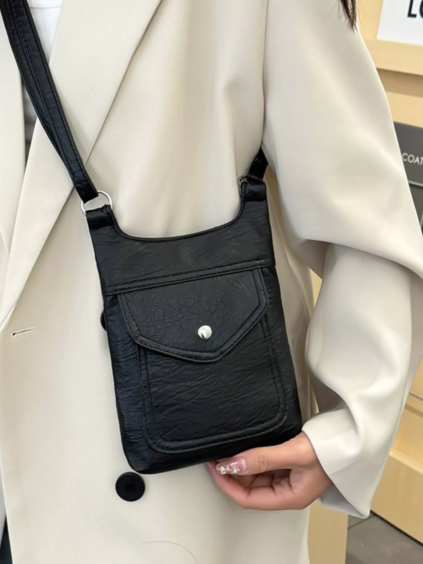 Adjustable Strap Leather Crossbody Bag
