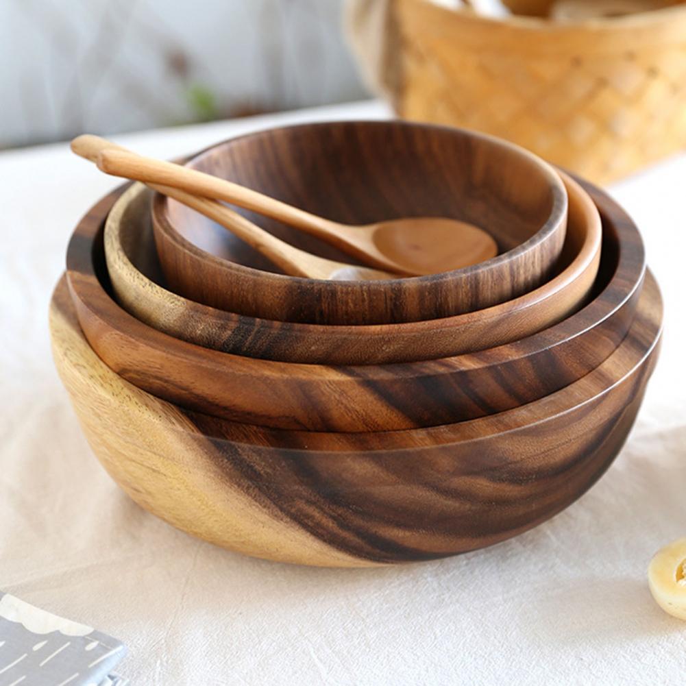 Natural Wooden Bowl  Fruit Bowl Salad Bowl For Home Restaurant