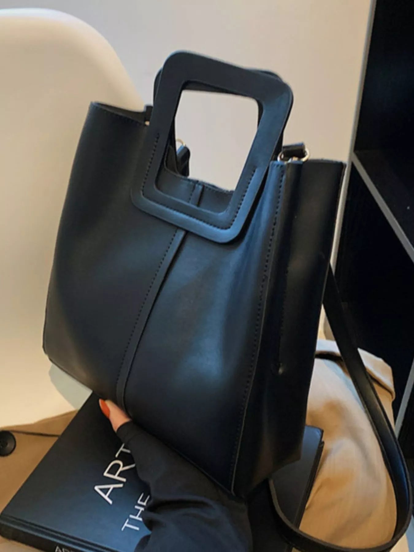 Square Handle PU Leather Crossbody Bag
