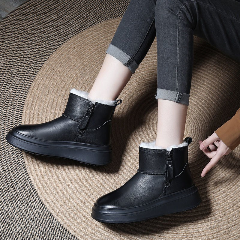 Thick Sole Snow Boots for Women Short Cuff Winter Warm Furry Boots Trendy Fashion Women's Shoes