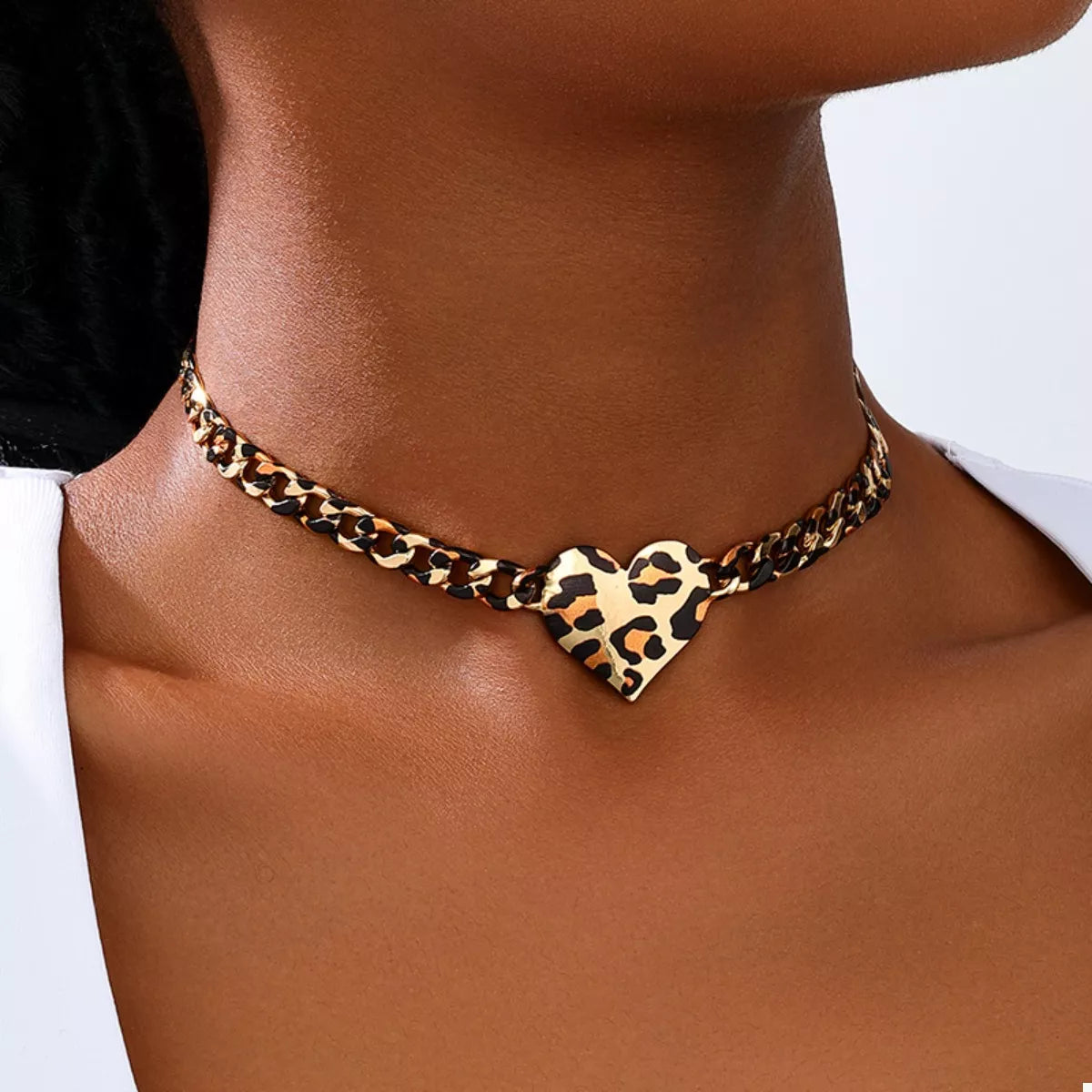 Leopard Heart Chain Necklace