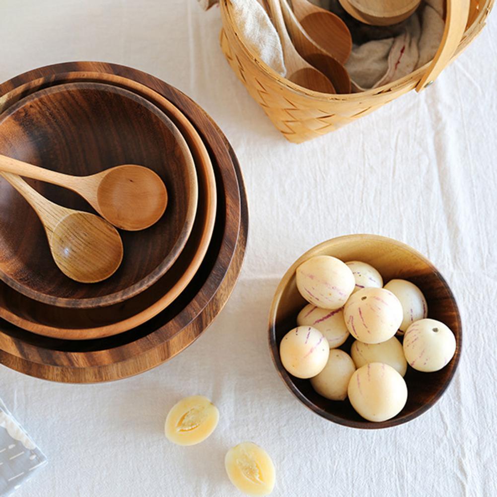 Natural Wooden Bowl  Fruit Bowl Salad Bowl For Home Restaurant
