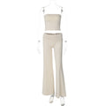 New Pure Color Tube-top Top Flared Pants Fashion Slim Suit